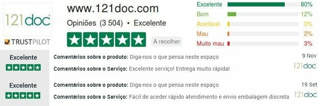 Testemunhos e opiniões dos consumidores da Trustpilot sobre a confiabilidade e seriedade de 121Doc